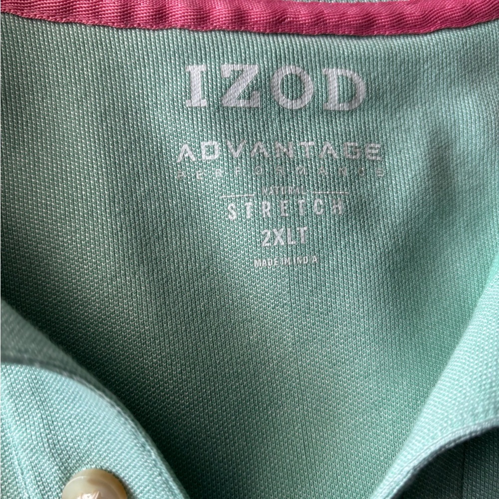 Izod Mint Green Polo with Pink Trim - Picture 2 of 3